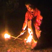 Devilstick si flowerstick cu foc